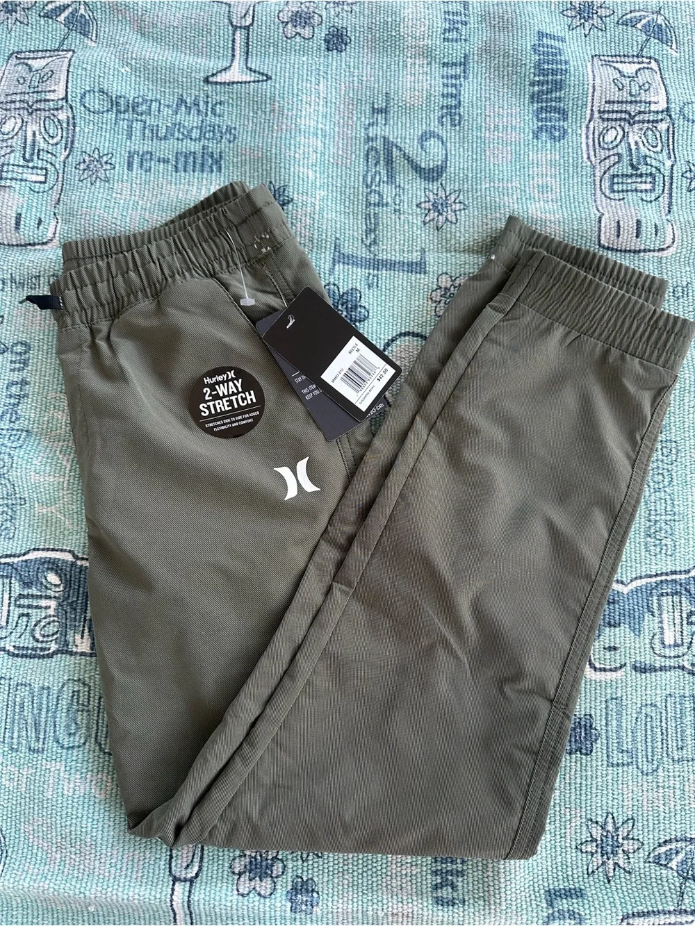 NWT Hurley Kids Olive Green 2-Way Stretch Joggers w/Elastic Waist Size Medium/10